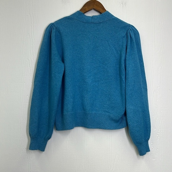 Loft - Blue Jewel Rhinestone Button Up Long Sleeve Cardigan Size Medium - Picture 11 of 11